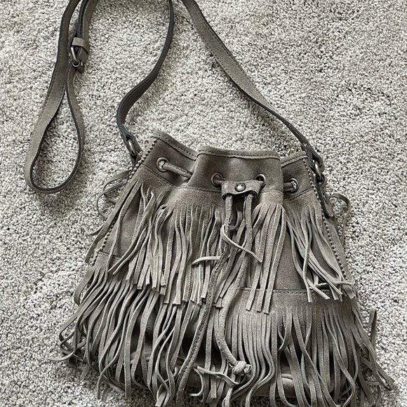 Patricia Nash Bags Patricia Nash Bronte Gray Suede Fringe Bucket